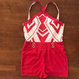 NWOT Red & White Summer Romper